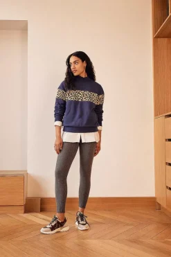 Sweat Anvers Marine Et Leopard