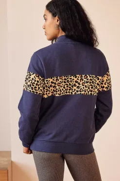 Sweat Anvers Marine Et Leopard