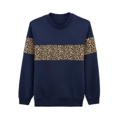 Sweat Anvers Marine Et Leopard