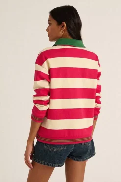 Sweat-Shirt Alvar Rayures Rose Et Vert