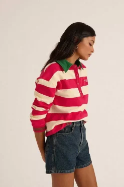 Sweat-Shirt Alvar Rayures Rose Et Vert