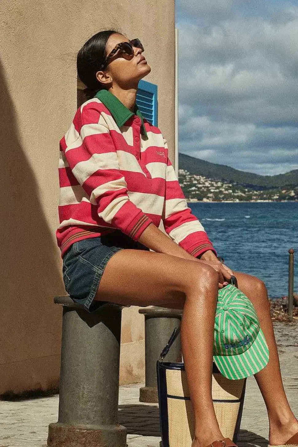 Sweat-Shirt Alvar Rayures Rose Et Vert