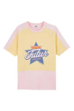 Tee-Shirt Boby Retour Vers Le Futur Rose Et Jaune