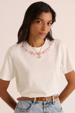Tee-Shirt Bree Le Coeur A L'Ouvrage Ecru Et Rouge