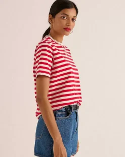 Tee-Shirt Bree Rayures Rouge Et Blanc
