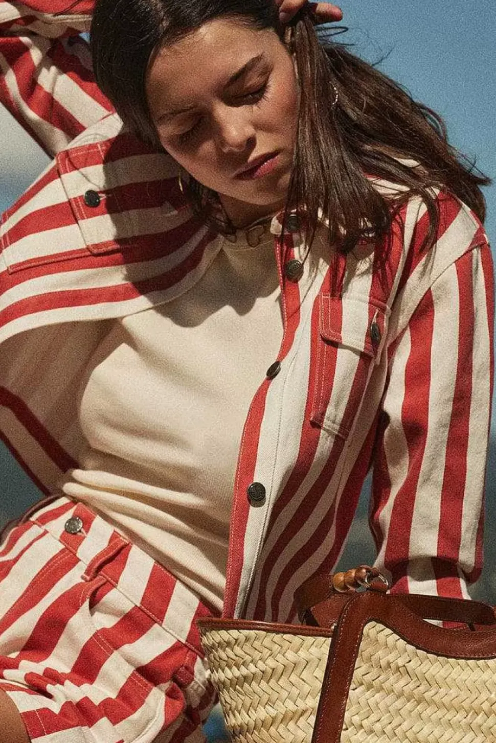 Veste Philou Rayures Rouge Et Blanc